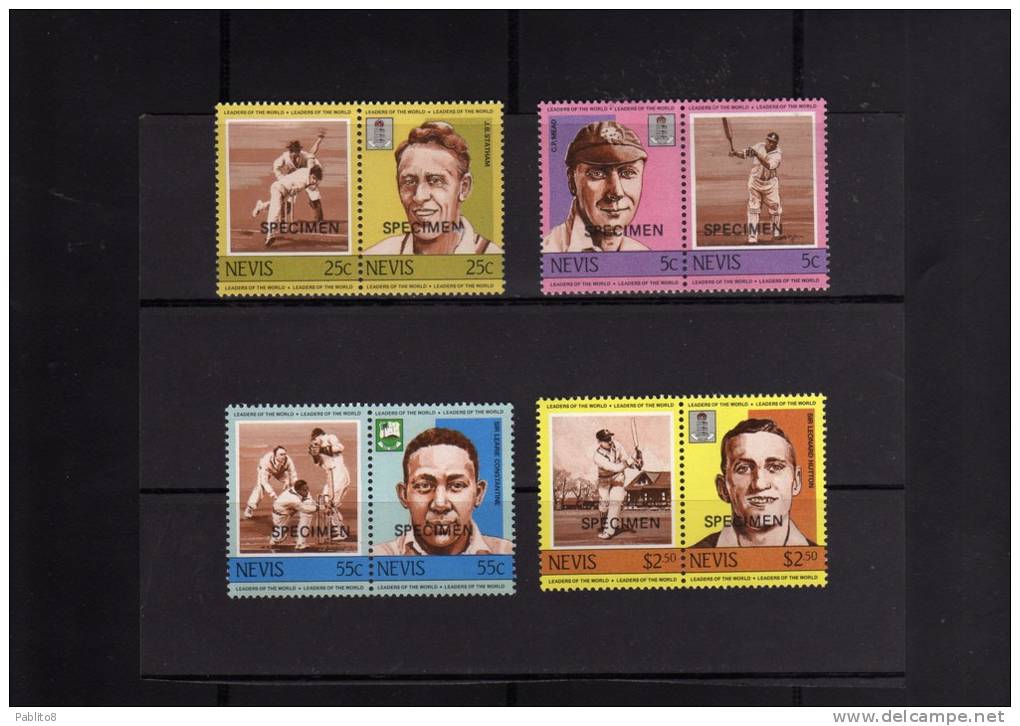 NEVIS 1984 SPECIMEN LEADERS OF THE WORLD SPORT CRICKET PLAYERS - GIOCATORI SOPRASTAMPATI MNH - St.Kitts Y Nevis ( 1983-...)