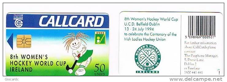 IRLANDA (IRELAND) - TELECOM EIREANN CHIP  - 1994 8TH WOMEN'S HOCKEY WORLD CUP 94          - USED - RIF. 7863 - Sport