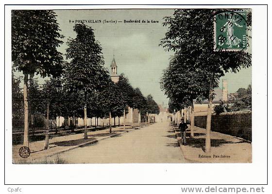 Carte 1908 PONTVALLAIN / BOULEVARD DE LA GARE - Pontvallain