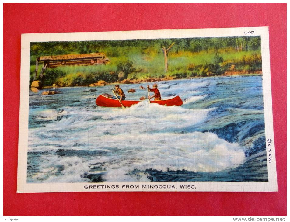 - Wisconsin > Greetings From Minocqua Canoe   Linen = == == Ref 501 - Oshkosh