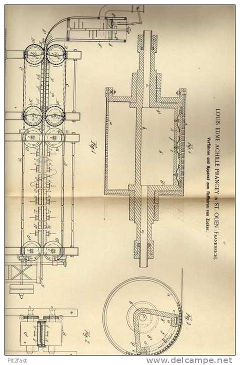 Original Patentschrift - L. Prangey In St. Ouen , 1887 , Apparat Zum Raffinieren Von Zucker , Raffinerie !!! - Tools