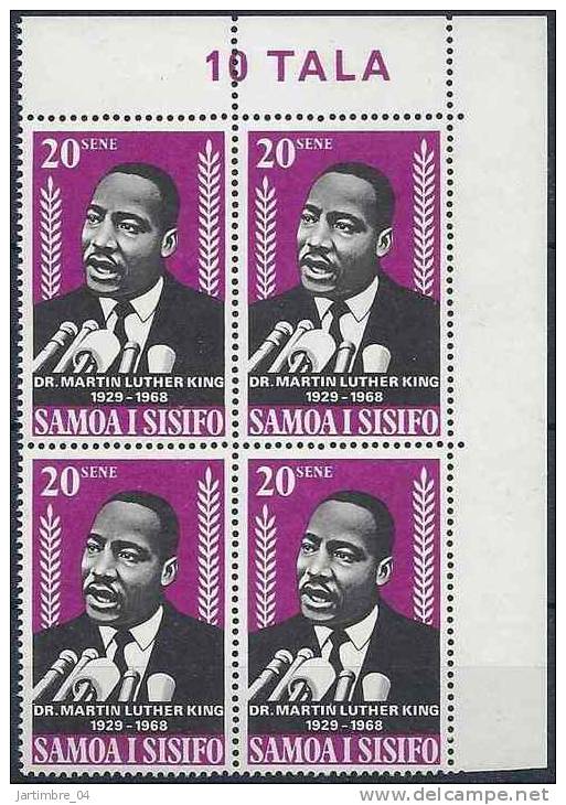 1968 SAMOA  236** Luther King, Bloc De 4 - Samoa