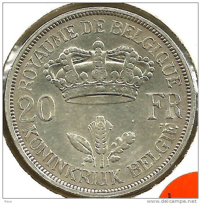 BELGIUM 20 FRANCS CROWN FRONT LEOPOLD III MAN BACK 1934 VF AG SILVER KM? READ DESCRIPTION CAREFULLY !!! - 20 Francs