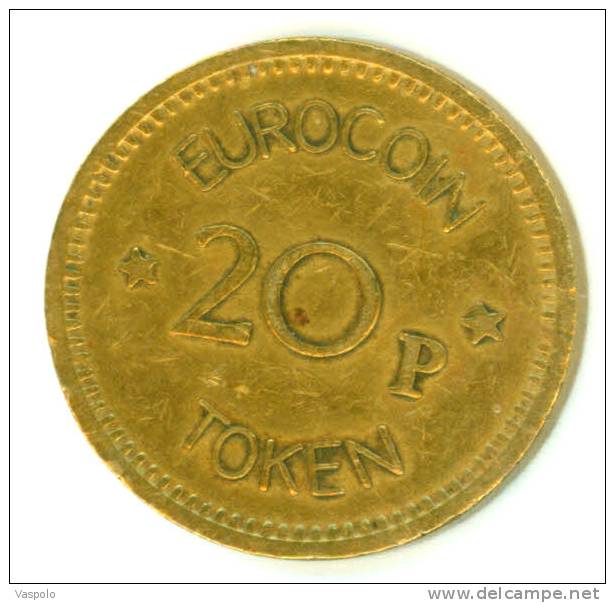 EUROCOIN TOKEN;JETON;GETTONE; 2Op;LONDON EUROCOIN-FLAT EDGE,NICE GRADE-DIAMETER-25 Mm - Autres & Non Classés