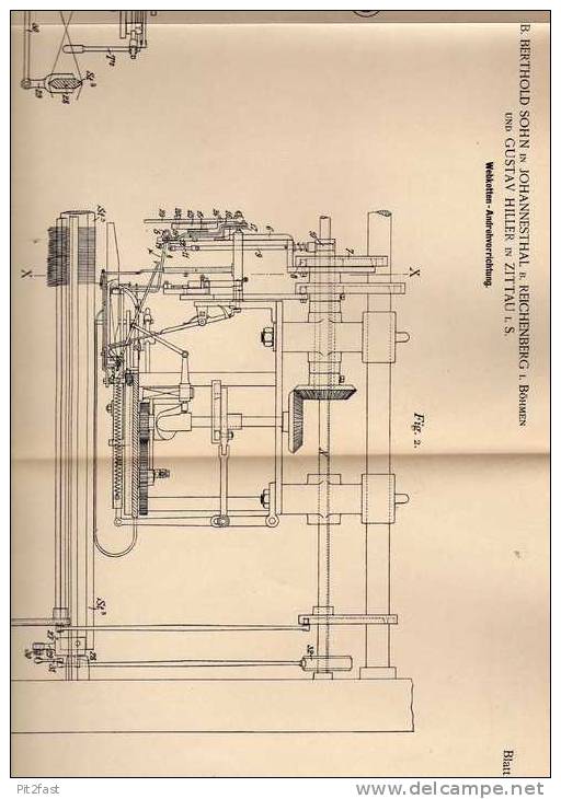 Original Patentschrift - G. Hiller In Johannesthal Und Zittau , 1900 , Webstuhl , Webketten , Weberei !!! - Tools