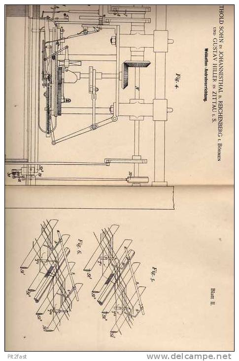 Original Patentschrift - G. Hiller In Johannesthal Und Zittau , 1900 , Webstuhl , Webketten , Weberei !!! - Maschinen