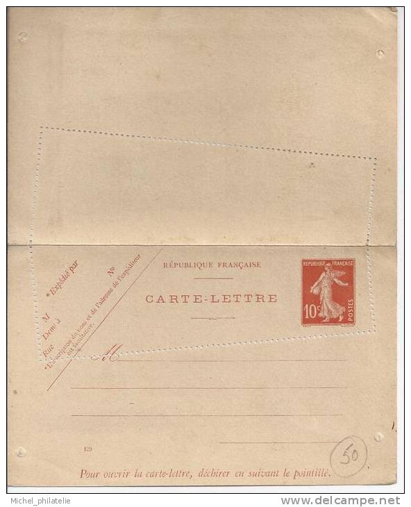 Carte Lettre Avec Variété De Piquage Avec 10c Rouge - Cartes-lettres