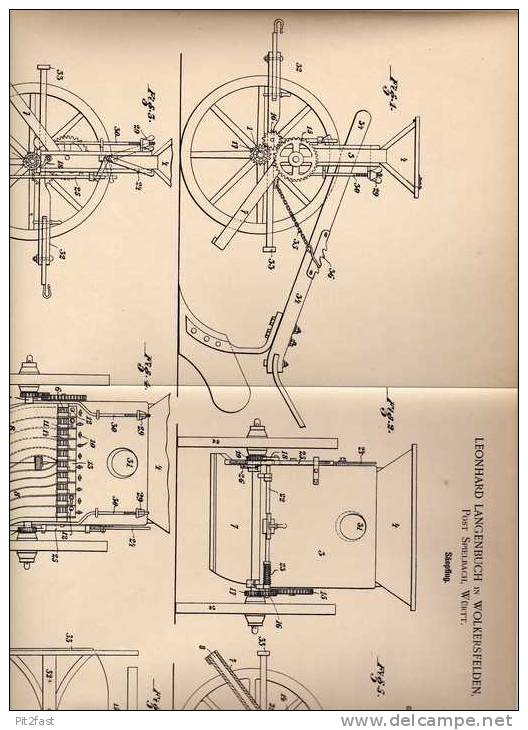 Original Patentschrift - L. Langenbuch In Wolkersfelden ,Post Spielbach ,1899, Saepflug, Agrar , Pflug , Landwirtschaft - Machines