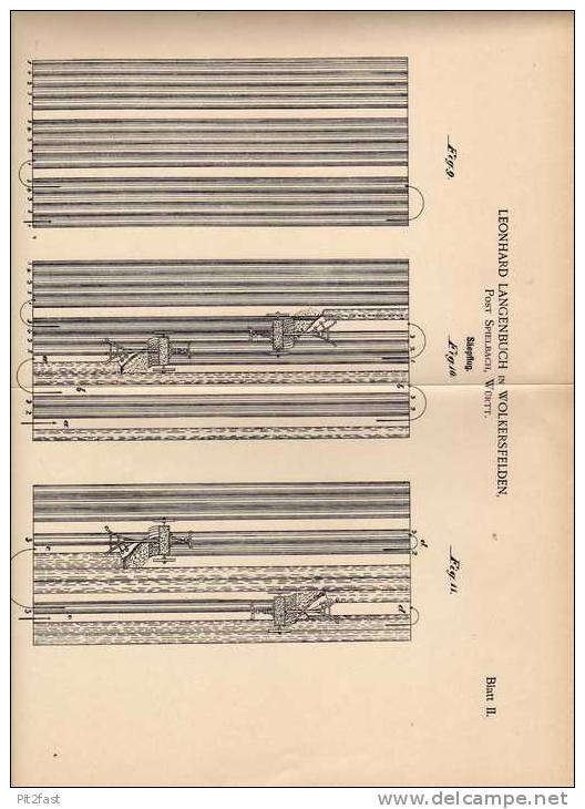 Original Patentschrift - L. Langenbuch In Wolkersfelden ,Post Spielbach ,1899, Saepflug, Agrar , Pflug , Landwirtschaft - Maschinen