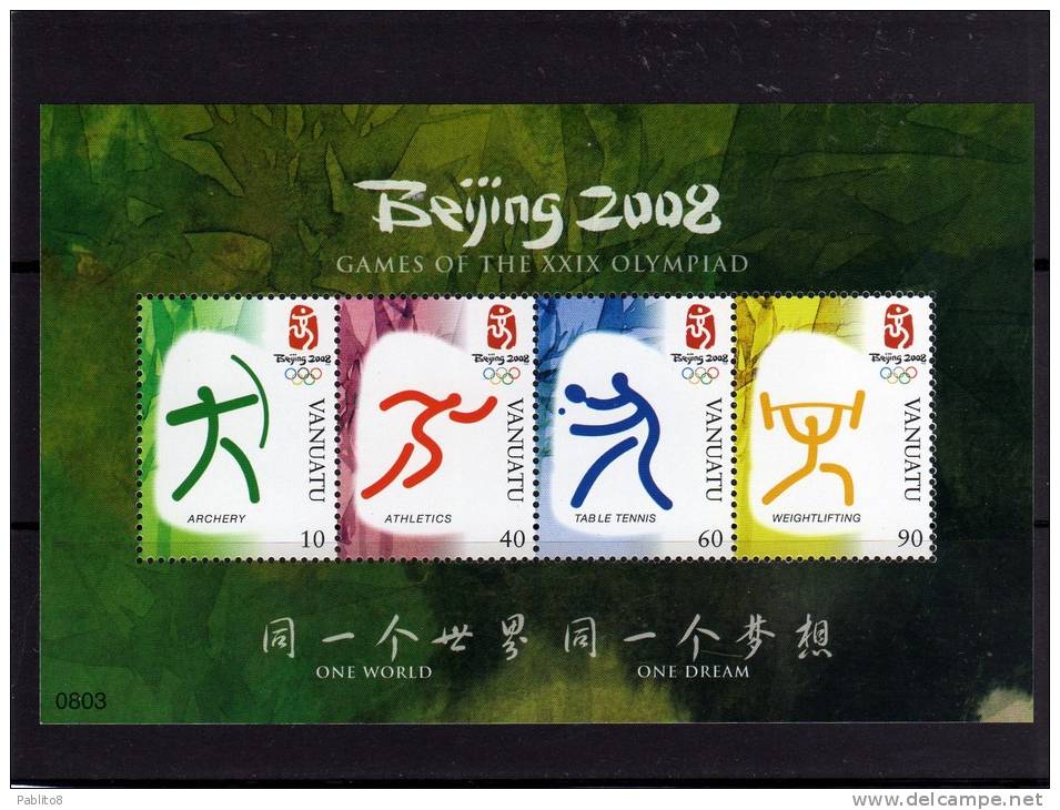 VANUATU 2008 BEIJING CHINA OLYMPICS GAMES SOUVENIR SHEET  - OLIMPIADI PECHINO CINA FOGLIETTO MNH - Vanuatu (1980-...)