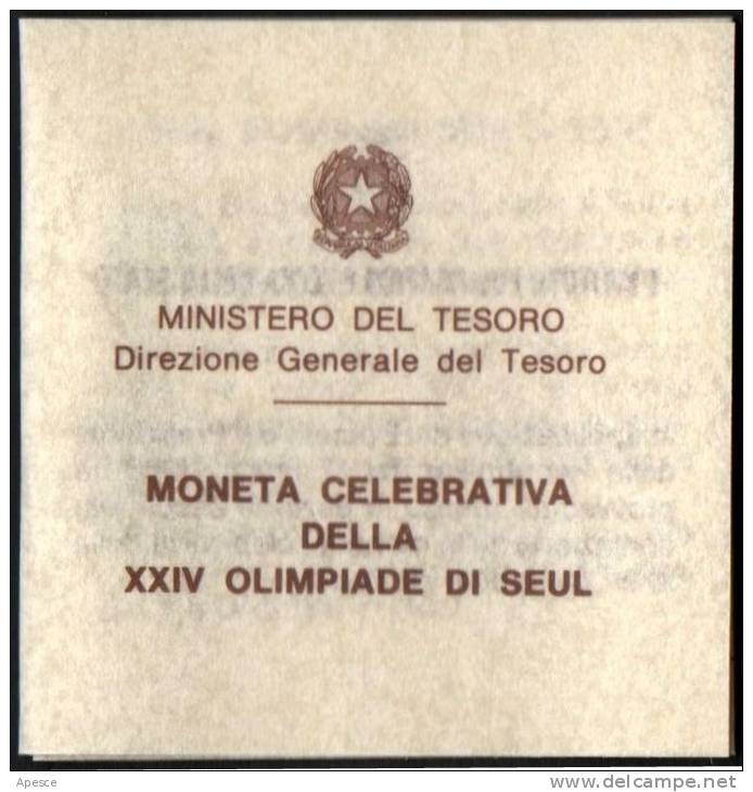 ITALIA 1988 - XXIV OLIMPIADE DI SEUL - 500 LIRE ARGENTO - CONFEZIONE IPZS - 3 FOTO - 500 Lire