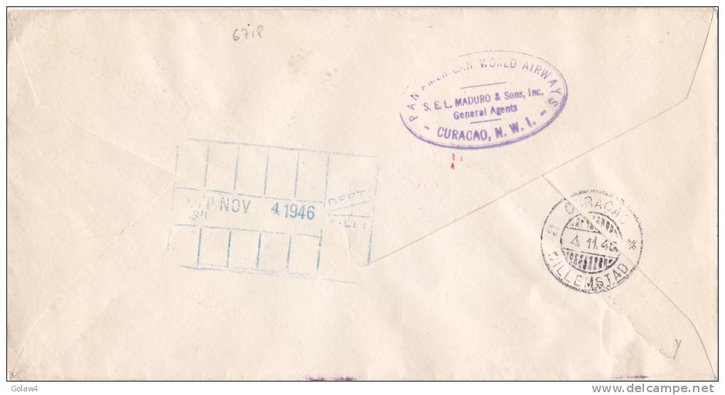 6718# ETATS UNIS LETTRE AIR MAIL Obl NEW YORK 1946 Pour CURACAO WILLEMSTAD WEST INDIES - RETURN TO SENDER UNITED STATES - Postal History