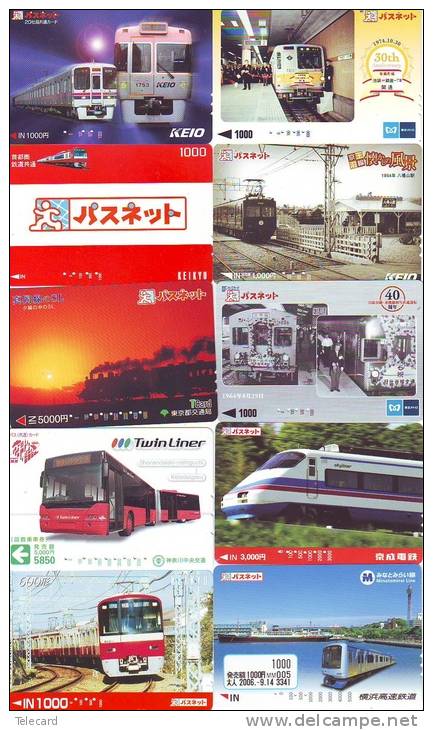 50 Cartes Japon Différentes TRAINS - 50 Different Japan Prepaid TRAIN Cards (Z-291) Trein Zug * Chemin De Fer Locomotif - Lots - Collections
