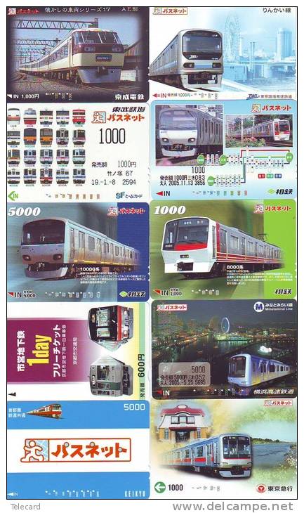 50 Cartes Japon Différentes TRAINS - 50 Different Japan Prepaid TRAIN Cards (Z-292) Trein Zug * Chemin De Fer Locomotif - Collections