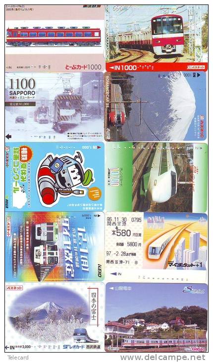 50 Cartes Japon Différentes TRAINS - 50 Different Japan Prepaid TRAIN Cards (Z-293) Trein Zug * Chemin De Fer Locomotif - Verzamelingen