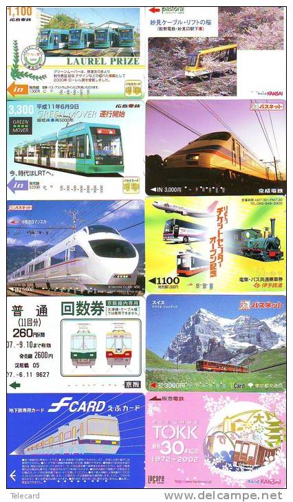 50 Cartes Japon Différentes TRAINS - 50 Different Japan Prepaid TRAIN Cards (Z-296) Trein Zug * Chemin De Fer Locomotif - Colecciones
