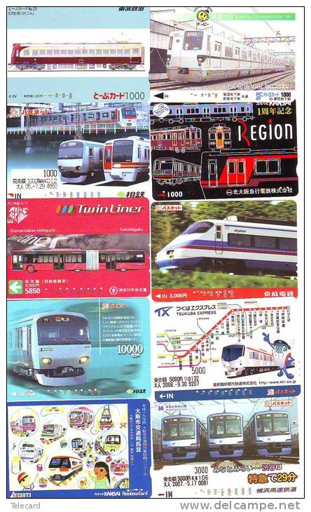 50 Cartes Japon Différentes TRAINS - 50 Different Japan Prepaid TRAIN Cards (Z-297) Trein Zug * Chemin De Fer Locomotif - Collections