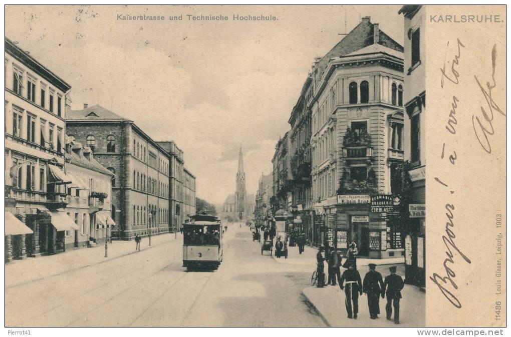 ALLEMAGNE - KARLSRUHE - Kaiserstrasse Und Technische Hochschule (tramway) - Karlsruhe