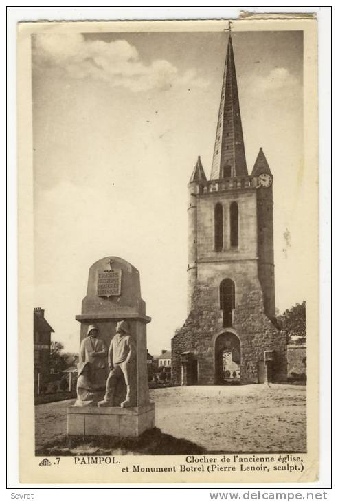 PAIMPOL  - Clocher De L'ancienne Eglise Et Monument Botrel. - Paimpol