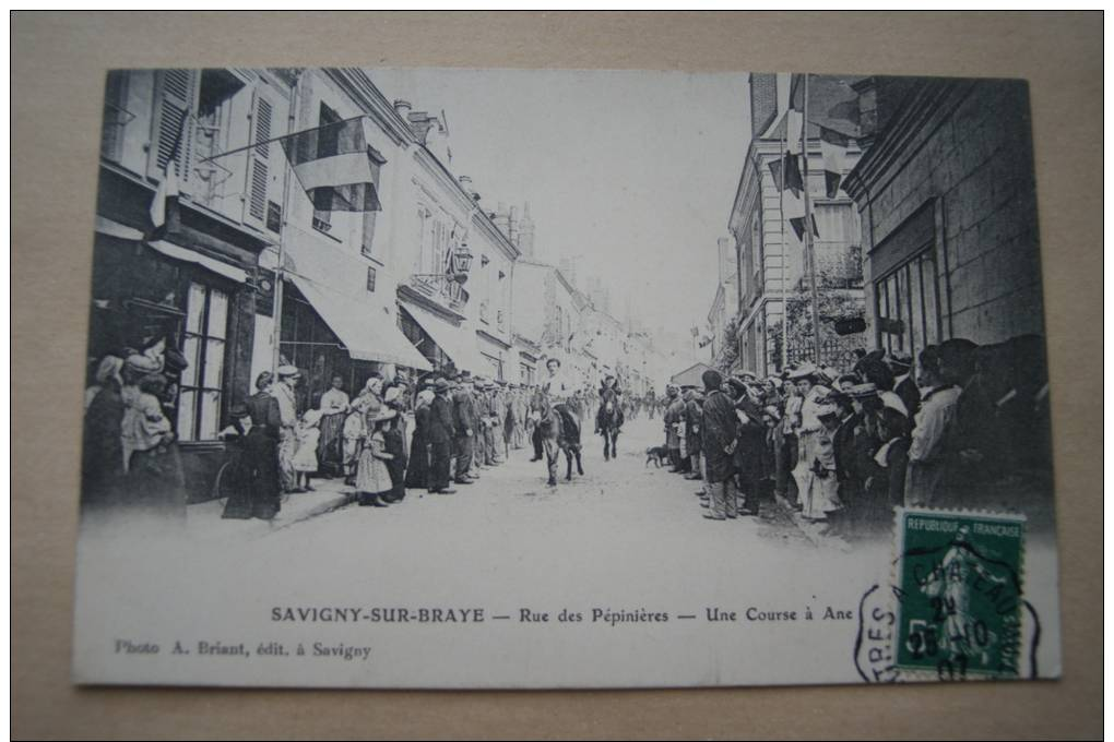 SAVIGNY SUR BRAYE -Rue Des Pépinières - Une Course à Ane - Autres & Non Classés