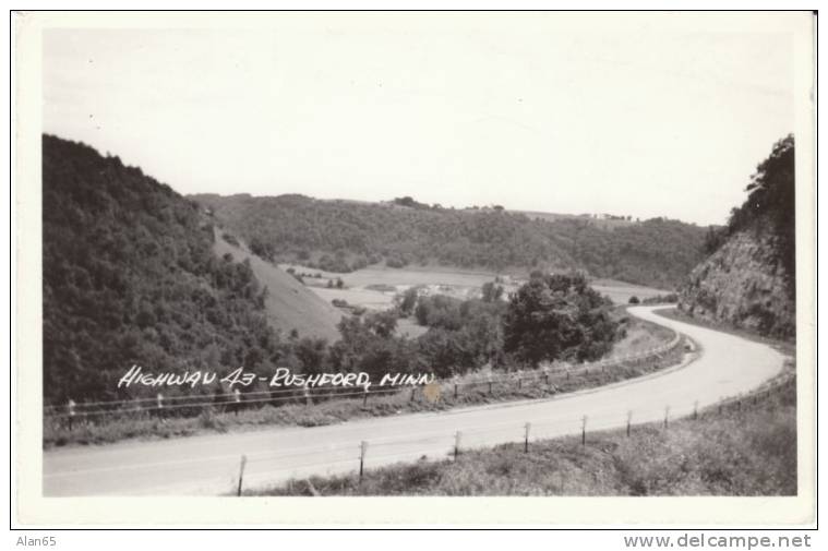 Rushford MN Minnesota, Highway 43 Roadside Scene On C1940s Vintage Real Photo Postcard - Autres & Non Classés