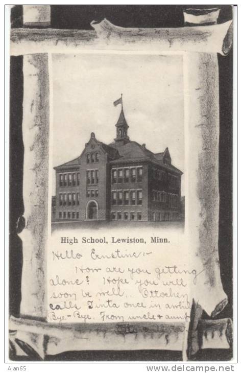 Lewiston MN Minnesota, High School Architecture On C1910s Vintage Postcard - Autres & Non Classés