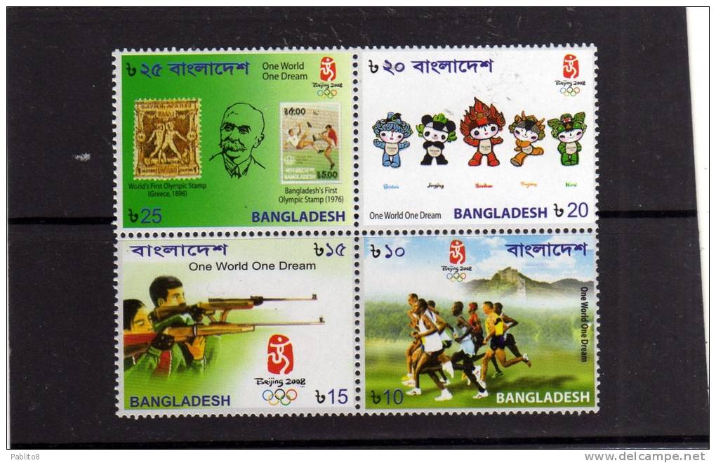 BANGLADESH 2008 BEIJING CHINA OLYMPICS GAMES BLOCK OF 4  - OLIMPIADI PECHINO CINA MNH - Bangladesch