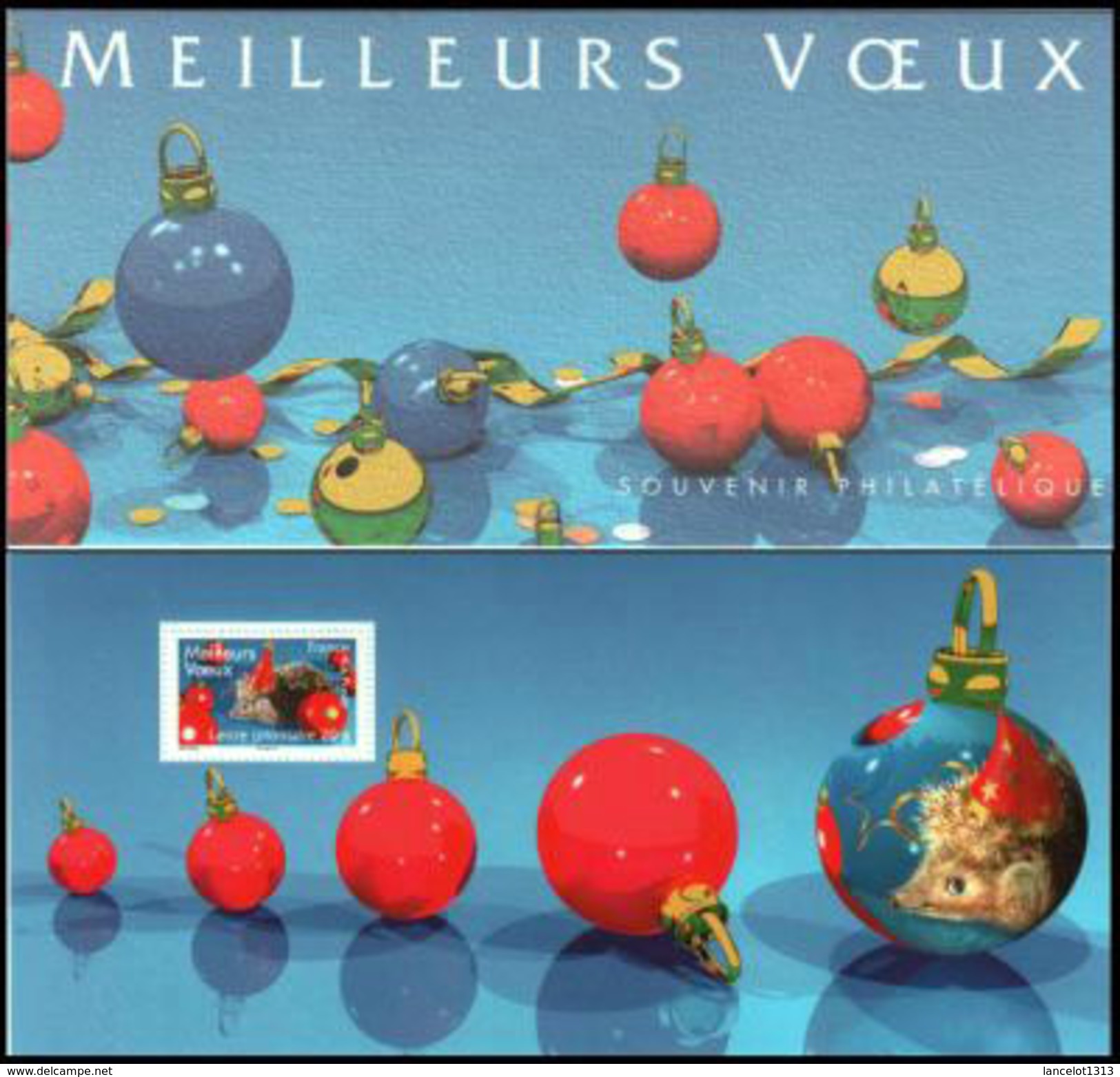 "Meilleurs Vœux". Hérisson Avec Chapeau De Fête. - Souvenir Blocks