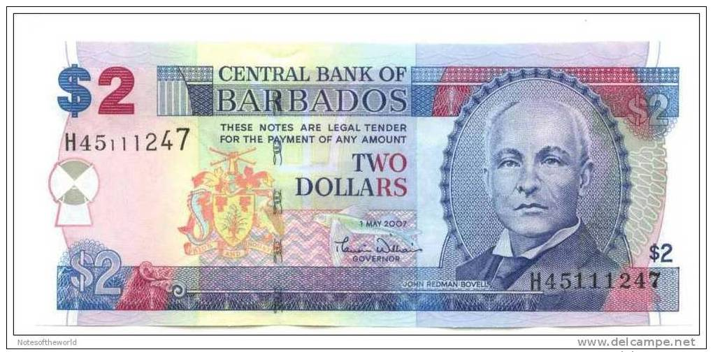 BARBADES : 2$ 2007 (unc/aunc+) - Barbades