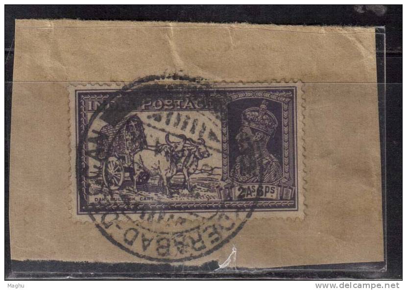 India  Used In Hyderabad Deccan, On Piece,  King George VI, Transport, Cow, Bullock Cart, - Hyderabad