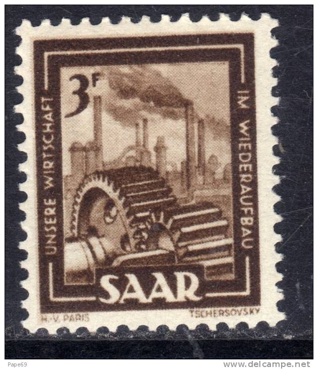 Sarre Occupation Française N° 284 XX  3 F. Brun Foncé Sans Charnière TB - Unused Stamps