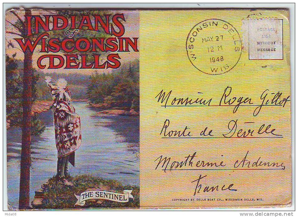 INDIANS OF WISCONSIN DELLS. SET 18 VIEWS VINTAGE. Depliant De18 Vues. Recto,verso.WINNEBAGO FESTIVAL.LA VIE DES INDIENS. - Other & Unclassified