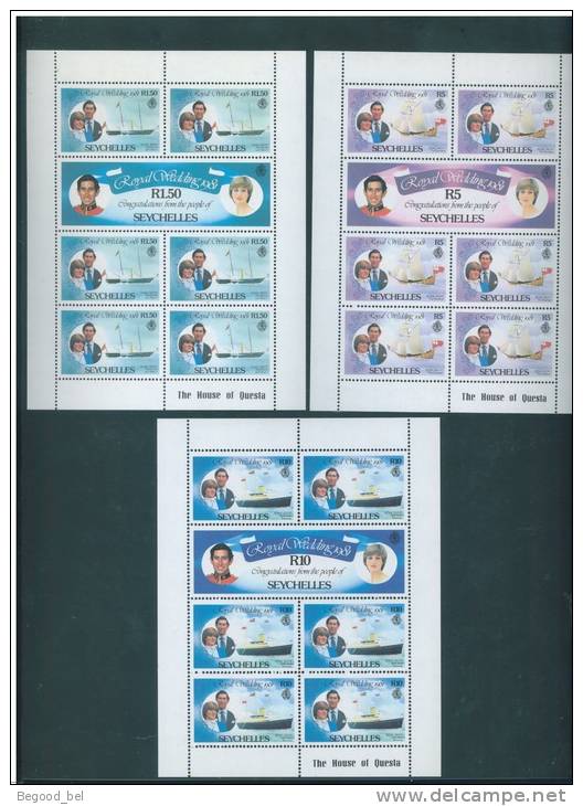 SEYCHELLES  - 1981 -  MNH/*** LUXE -  ROYAL WEDDING DIANA CHARLES  Yv 475-480 Lot 6047 - Seychelles (1976-...)