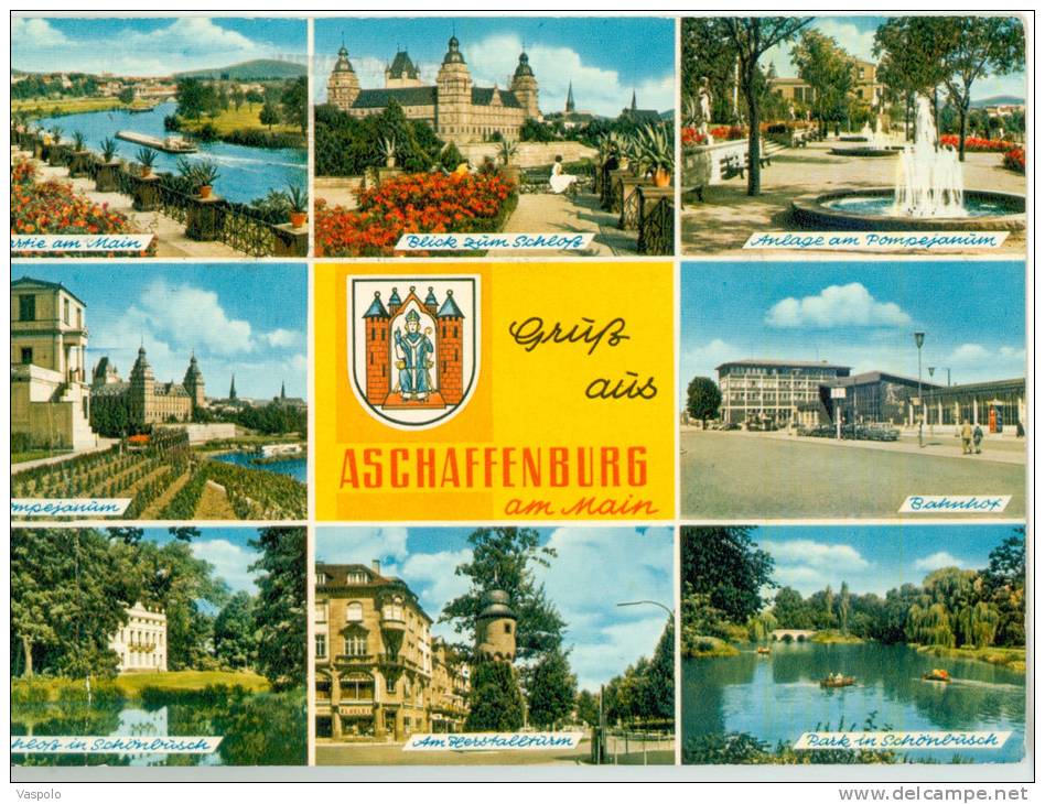 GERMANY-- ASCHAFFENBURG-MULTIVIEW POSTCARD--CIRCULATED-1975 - Aschaffenburg