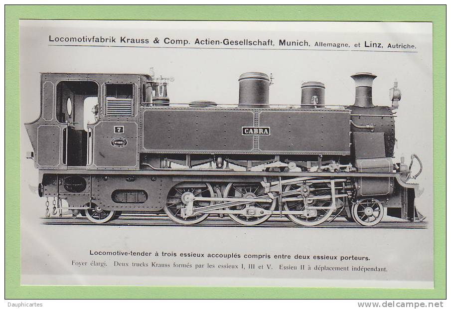 Locomotive - Tender KRAUSS, N° 7 Cabra. 2 Scans. Coll Pérève. - Treni