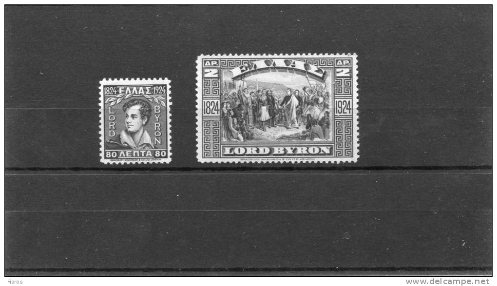 1924-Greece- "Lord Byron" Issue- Complete Set MH - Unused Stamps