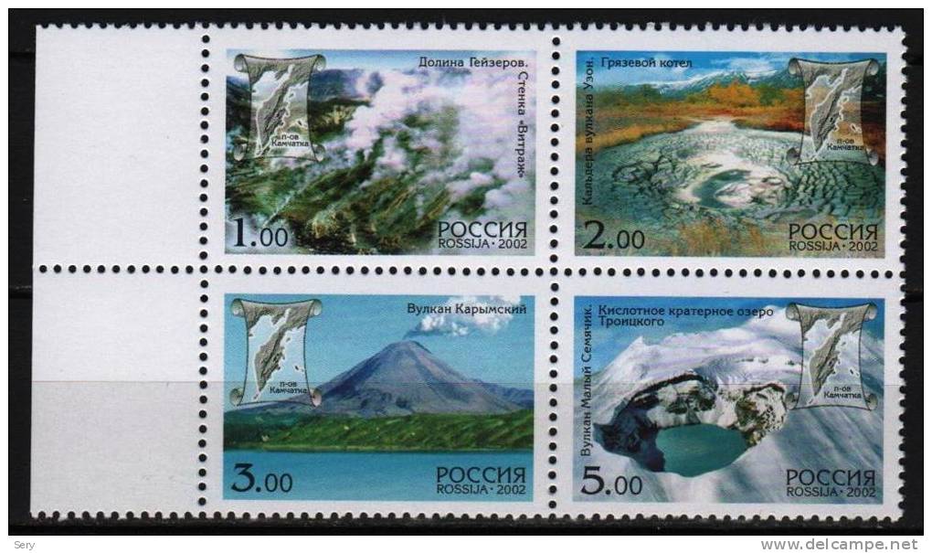 Russia 2002  4 V MNH Volcan Volcans Volcano Vulkan - Volcans