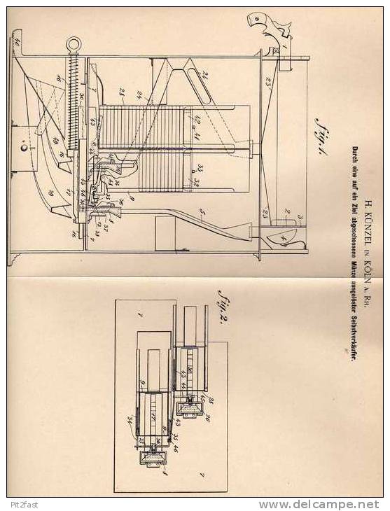 Original Patentschrift - Verkaufsapparat Mit Pistole , 1900, H. Künzel In Köln !!! - Tools