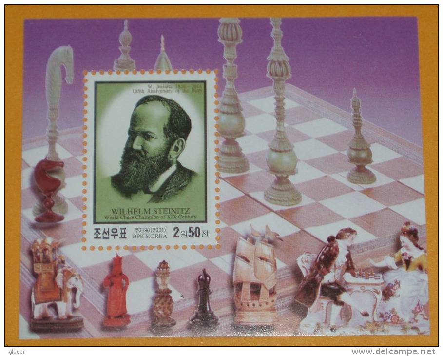 D.P.R. KOREA: JUDAICA MNH SHEET CHESS CHAMPION Wilhelm STEINITZ - Echecs