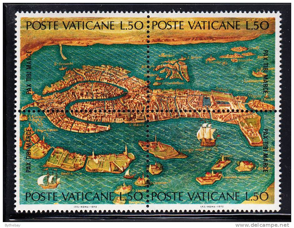 Vatican MNH Scott #519 Block Of 4 50l Map Of Venice - UNESCO Campaign To Save Venice - Neufs