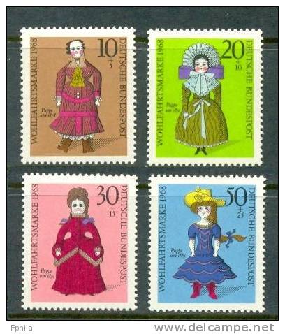 1968 GERMANY WELFARE DOLLS MICHEL: 571-574 MNH ** - Poupées