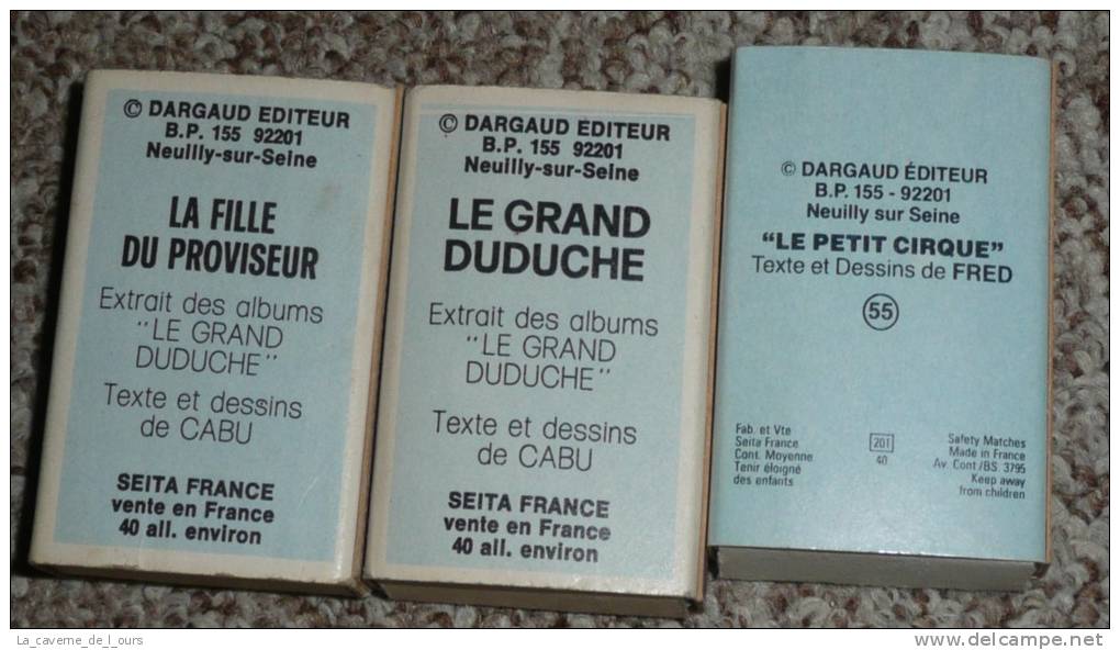 Rare Lot De 11 Boites D´allumettes Anciennes, Série BD Dargaud Manara Fred Cabu Bidochons - Cajas De Cerillas (fósforos)