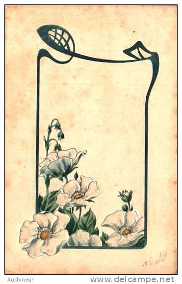 Fleurs Narcisse -  Cadre Art Nouveau Embossed Gaufrée - Autres & Non Classés