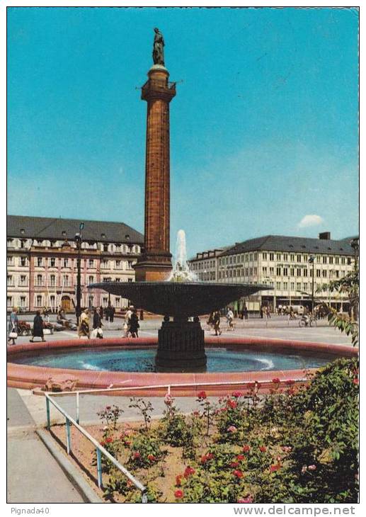 Cp , ALLEMAGNE , DARMSTADT , Luisenplatz Mit Ludwigssäule - Darmstadt