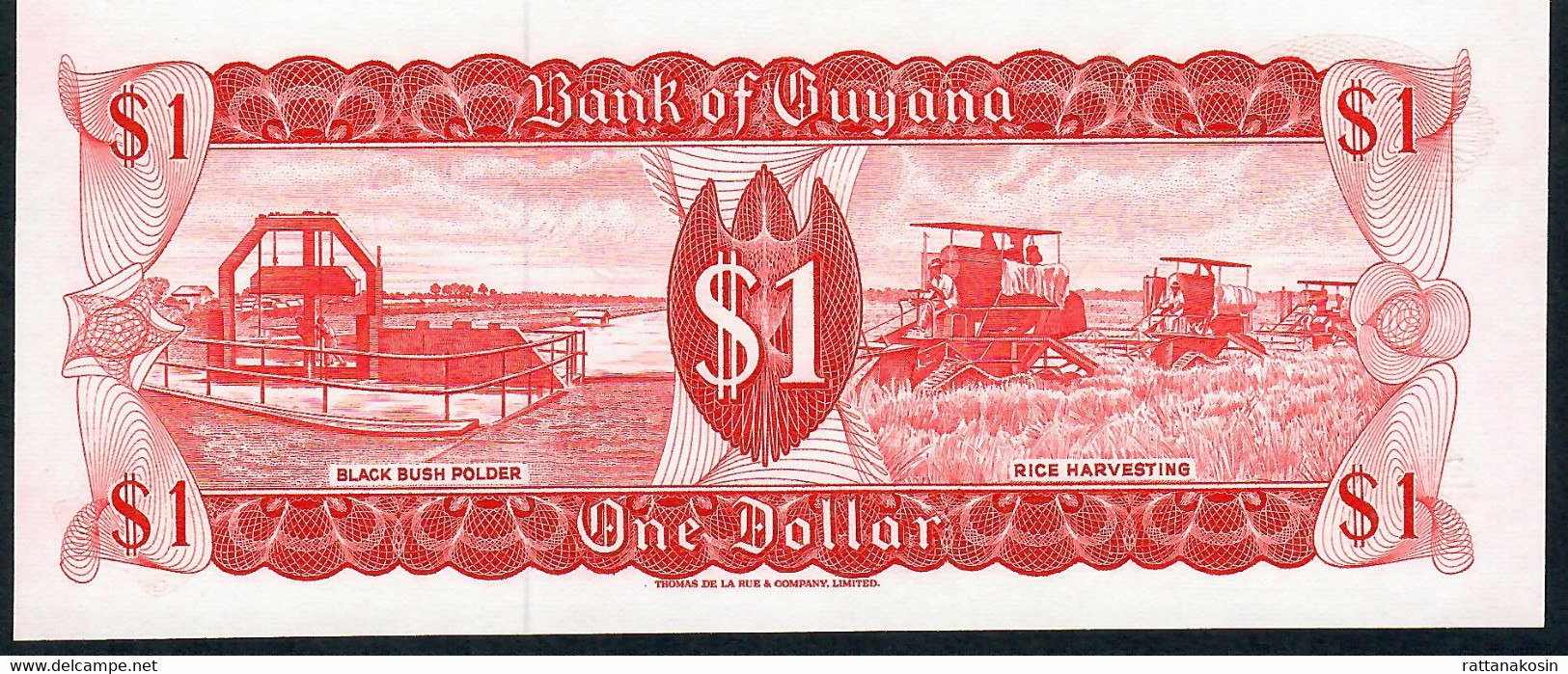 GUYANA P21f   1   DOLLAR   1966 Signature 7 LOW NUMBER # 000601 UNC. - Guyana