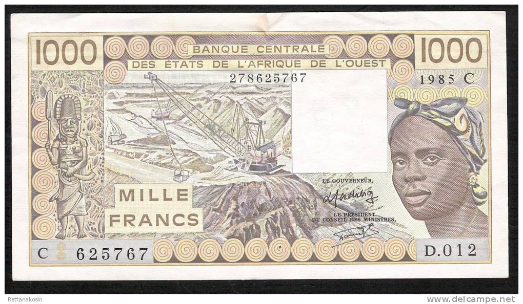 WAS BURKINA FASO P307Cf  1000 FRANCS  1985   XF  NO P.h. ! - Burkina Faso