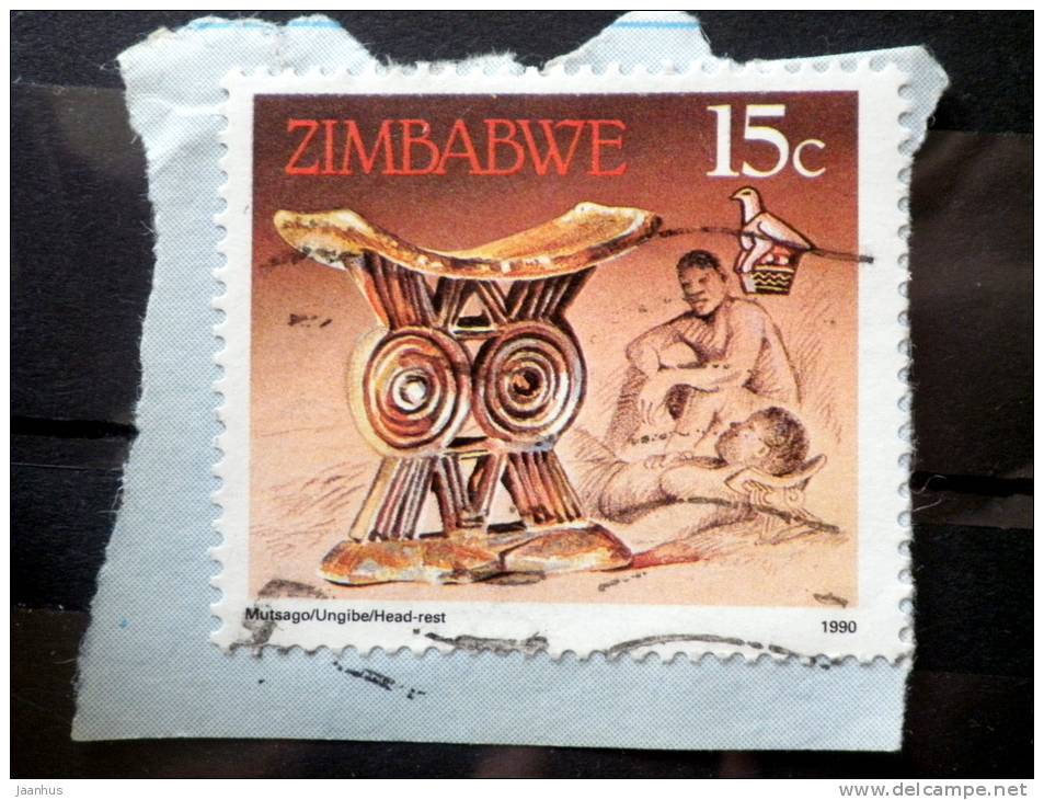 Zimbabwe - 1990 - Mi.Nr.424 - Used - Crafts - Headrest  - Definitives - On Paper - Zimbabwe (1980-...)