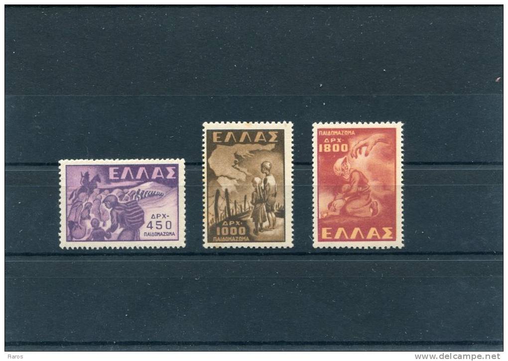 1949-Greece- "Children Abduction" Issue- Complete Set MNH (1000 & 1800dr. With Few Foxing) - Neufs