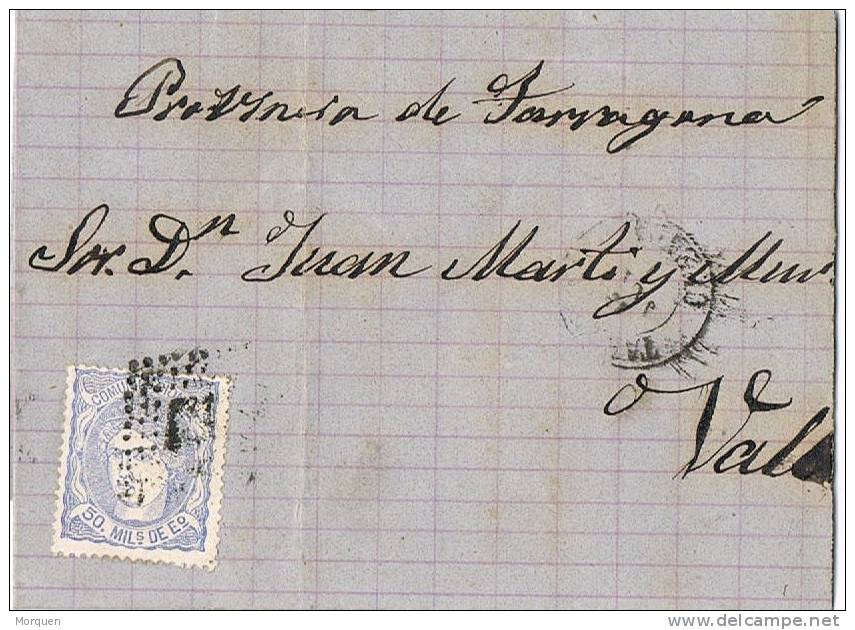 Envuelta TARANCON (cuenca) 1872 A Valls - Storia Postale