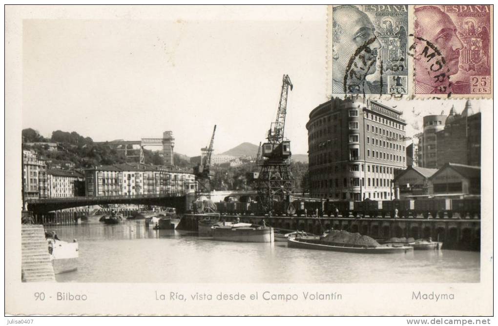 BILBAO (Espagne) Rivière Port Peniches Grue Train - Vizcaya (Bilbao)